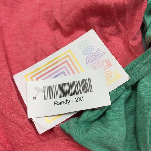 New! LuLaRoe Randy Raglan Sleeve Pullover T-shirt 2XL XXL Womans Green Peach - Picture 9 of 12